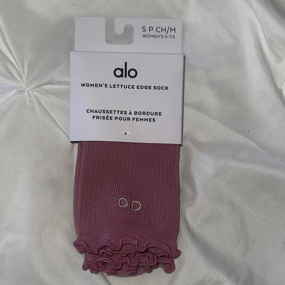 ALO Women's Lettuce Edge Sock - wild rose pink
